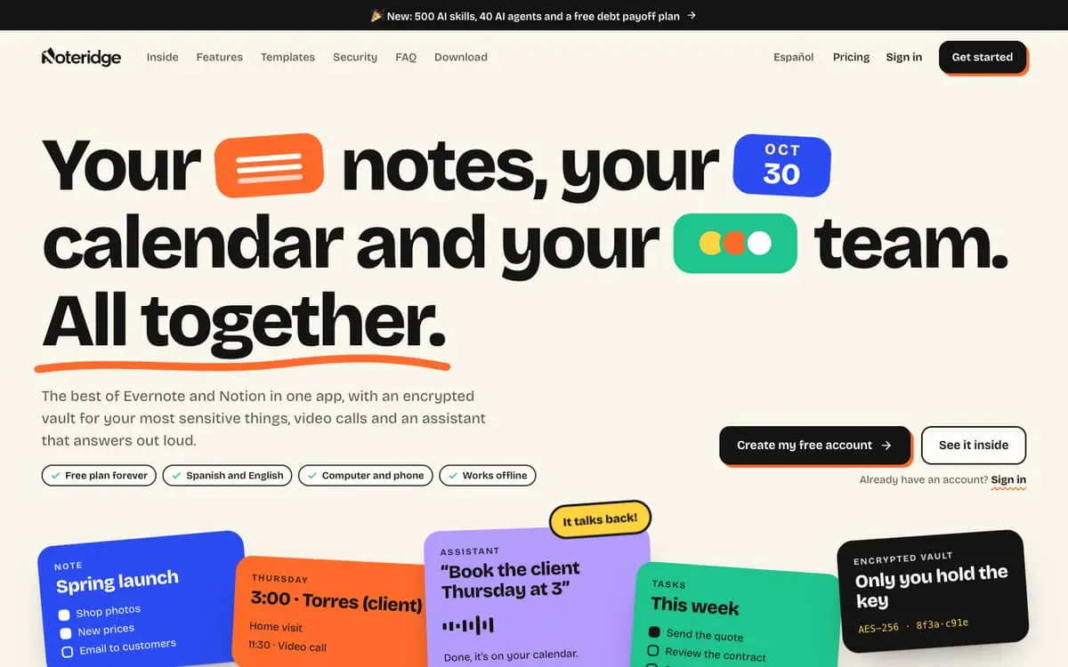 Noteridge website