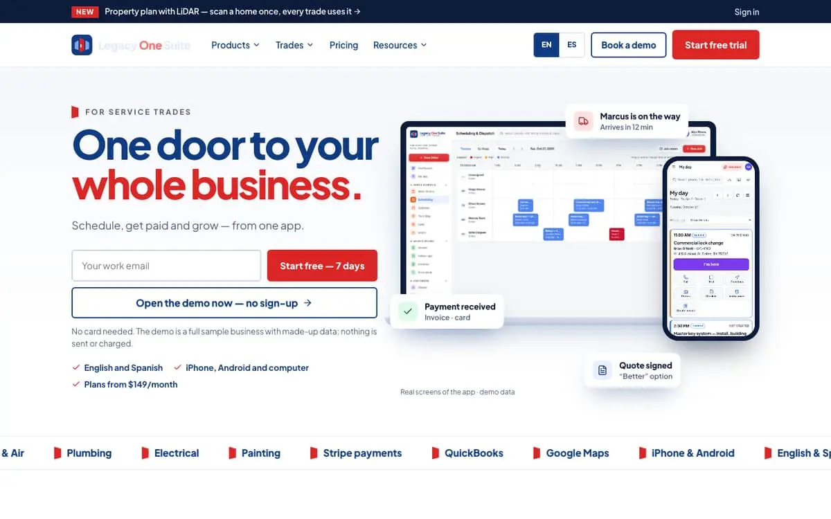 Legacy One Suite website
